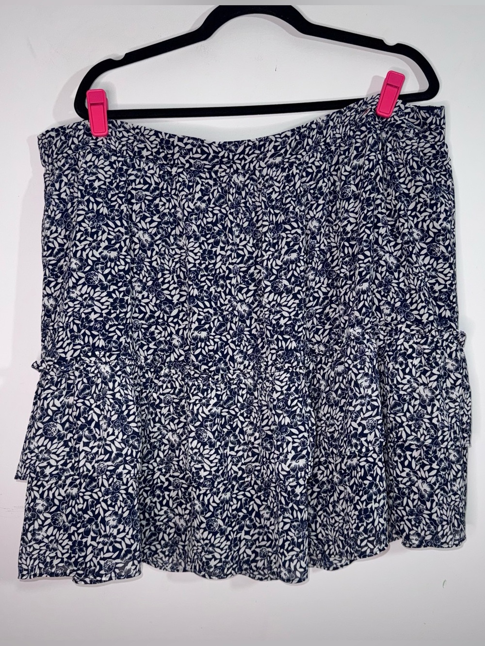 J.Crew 2X Navy Floral Tiered Mini Skirt NWT Cottagecore Preppy Ruffle